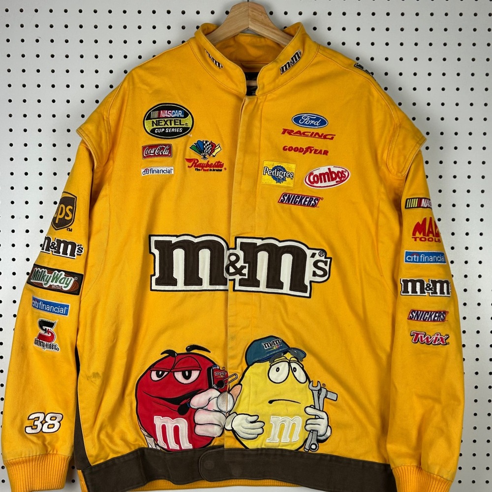 Chase Authentics NASCAR M&Ms Racing Jacket Yellow Cotton Twill 3XL Elliott Vtg - Picture 2 of 10